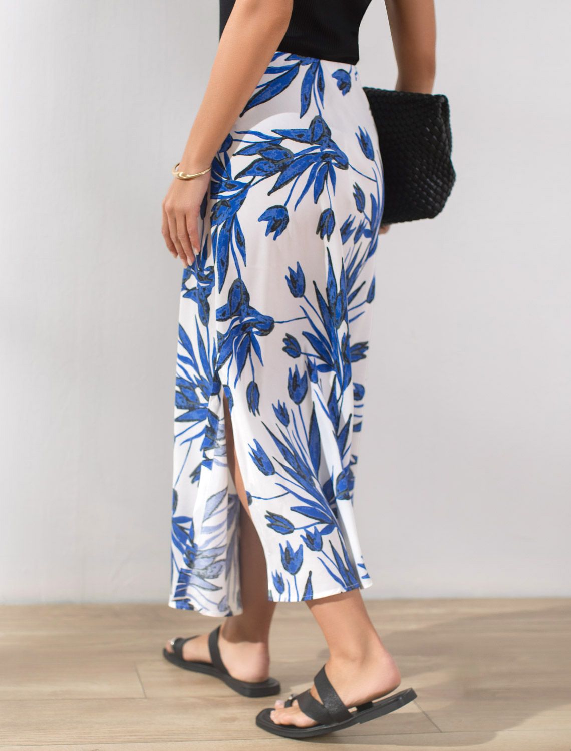 Юбка из вискозы с лиоцеллом D26.195 синий-белый