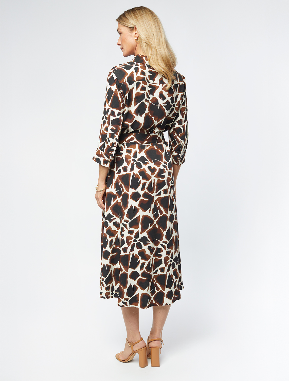 Платье из вискозы твил D22.224 бежевый-коричневый