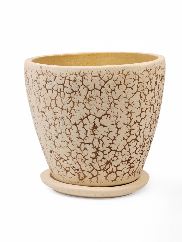 Горшок для цветов «Антей», 20 л, d=35 см, h=30 см, керамический, с поддоном, бежевый