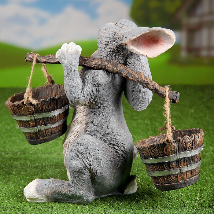 Садовая фигура полистоуна «Заяц с коромыслом», 35 см