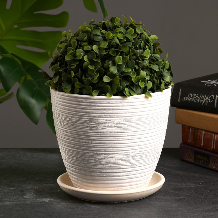 Горшок для цветов «Халва», 2.3 л, d=17 см, h=16 см, керамический, белый