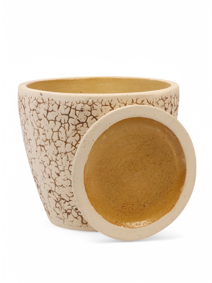 Горшок для цветов «Антей», 20 л, d=35 см, h=30 см, керамический, с поддоном, бежевый