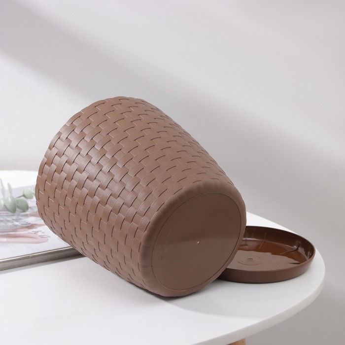 Горшок для цветов с поддоном «Ротанг», 3 л, d=17 см, h=17 см, коричневый