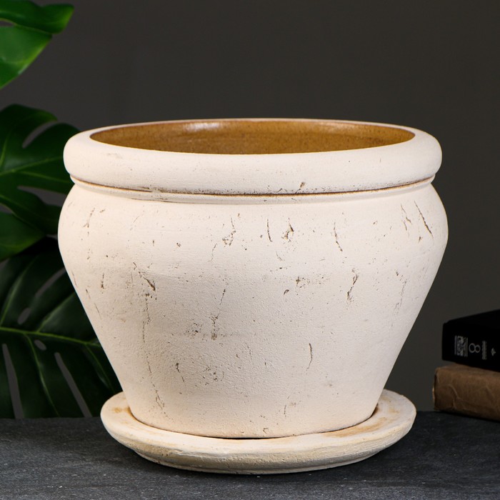 Горшок для цветов «Аманта», 12 л, d=30 см, h=25 см, керамический, с поддоном