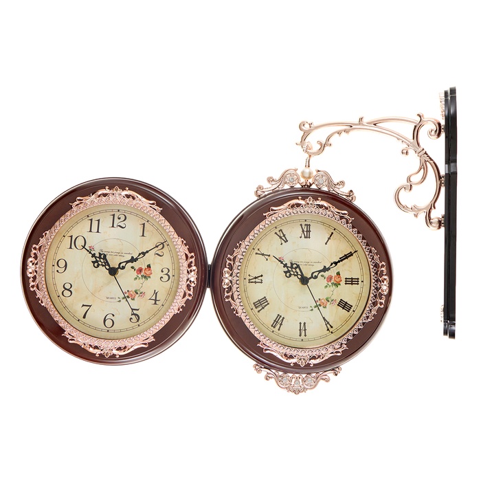 УЦЕНКА Часы настенные двусторонние, на подвесе «Розы», 41×33 см