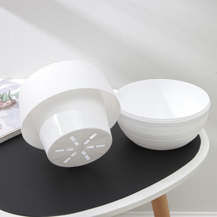 Горшок для цветов с поддоном «СибПолимер. Дуэт», 1.5 л, пластиковый, белый