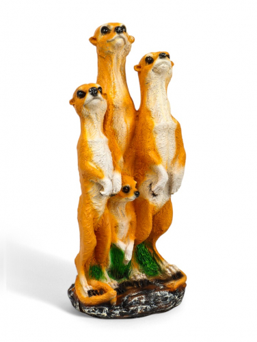 Садовая фигура из полистоуна «Сурикаты четвёрка», 46×17×20 см
