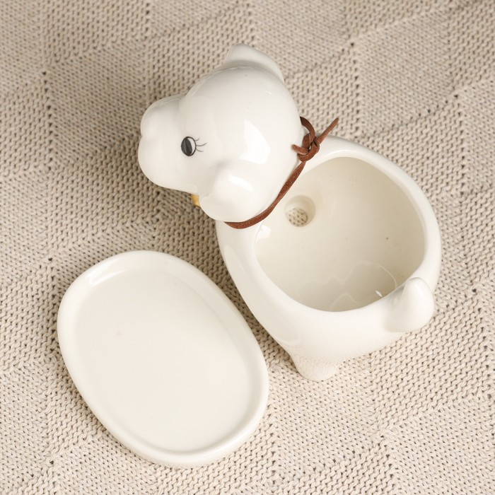 Декоративный горшок для цветов «Щенок», 200 мл, 13×7×10 см, керамический, белый