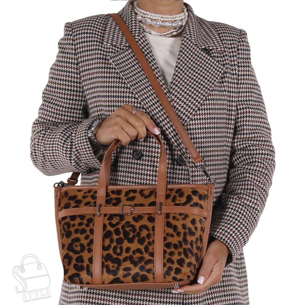 Сумка женская кожаная 3626VG leopard coffee Vitelli Grassi