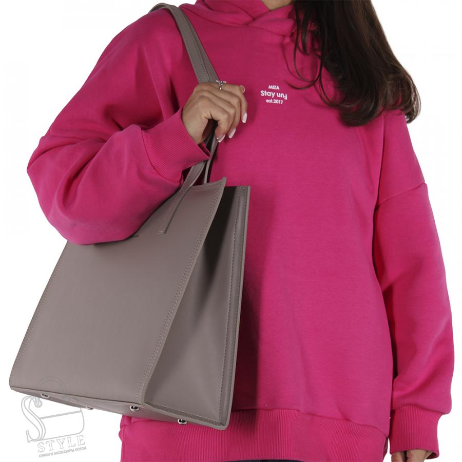 Сумка женская кожаная 95211PE d.gray Polina&Eiterou