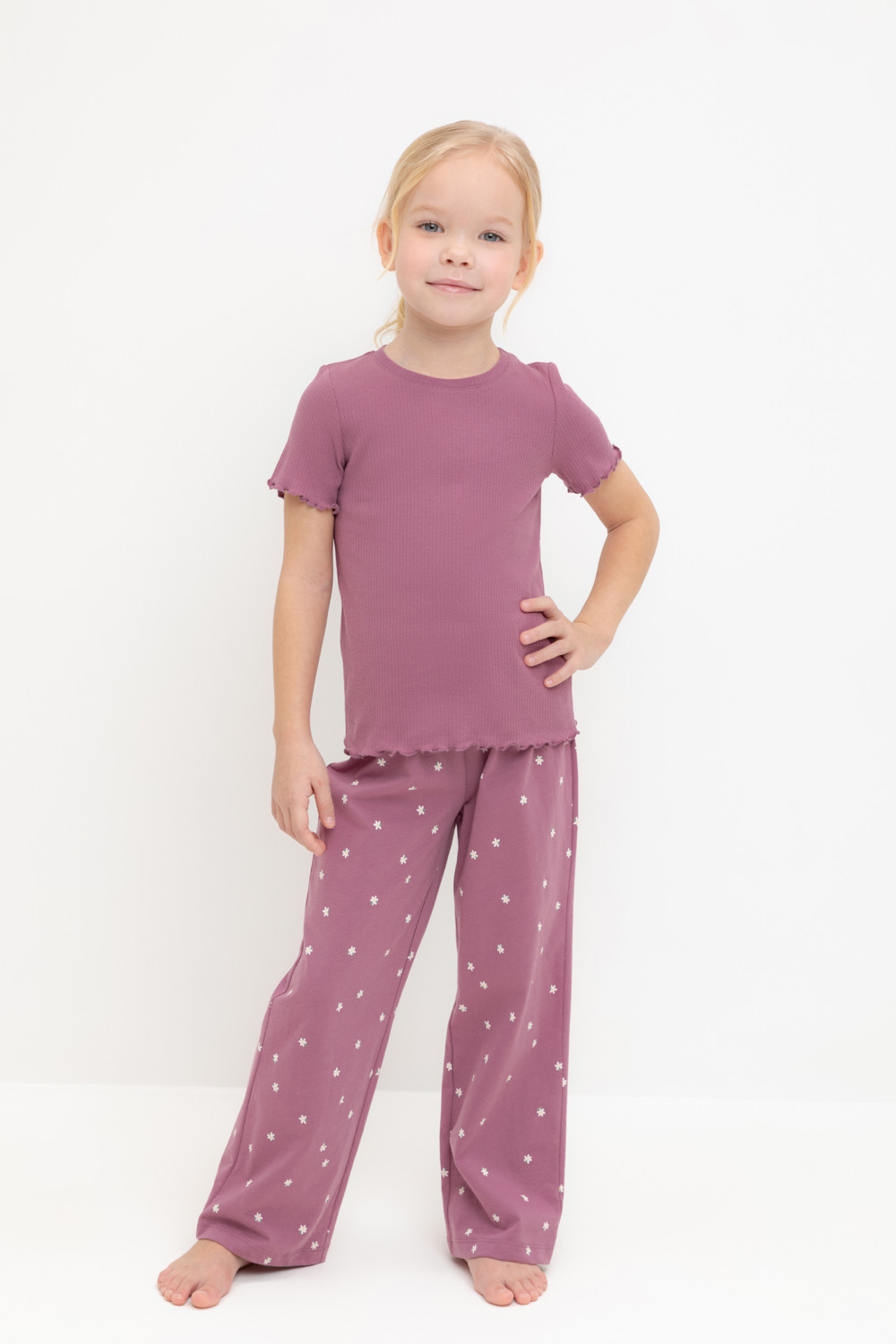 Crockid Пижама К 1636 темная орхидея, поле с ромашками Crockid