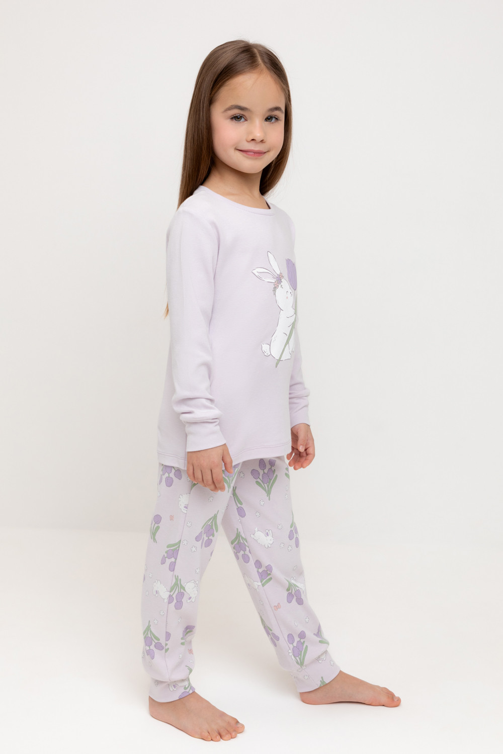 Crockid Пижама К 1541 нежная сирень, зайчики и тюльпаны Crockid