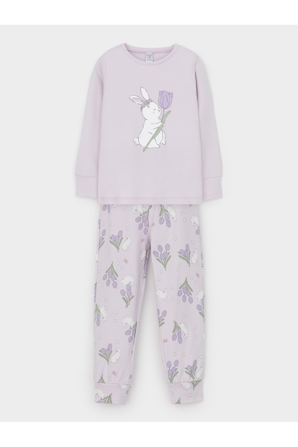 Crockid Пижама К 1541 нежная сирень, зайчики и тюльпаны Crockid