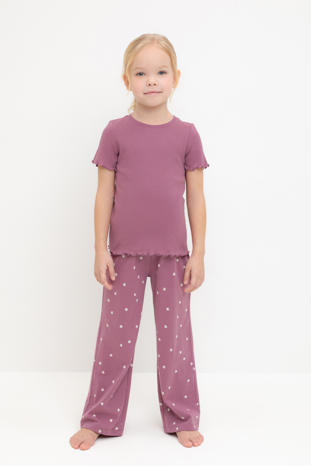 Crockid Пижама К 1636-1 темная орхидея, поле с ромашками Crockid