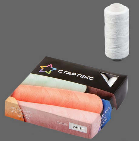Нитки Стартекс п/э 40/2 400ярд 10шт (белый)