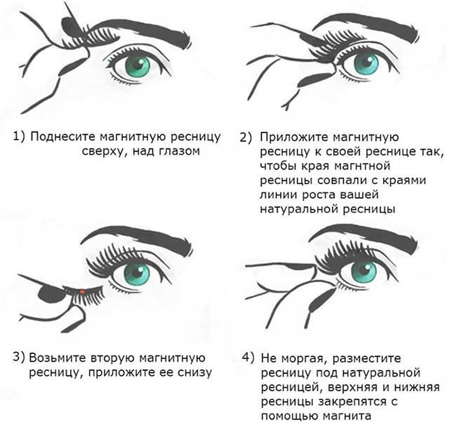 Nail Art Магнитные накладные ресницы №03, 4 шт, 5-11 х 11 мм