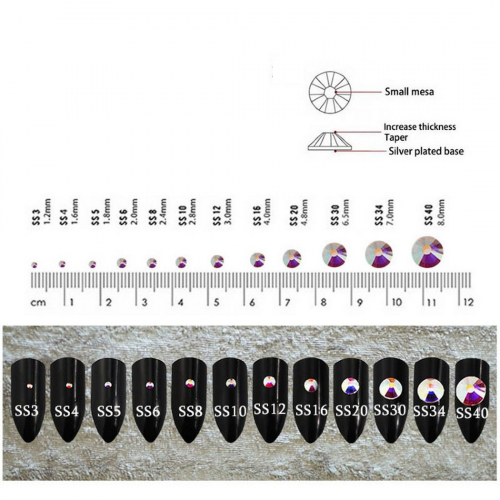 Nail Art Набор страз для ногтей, черный.