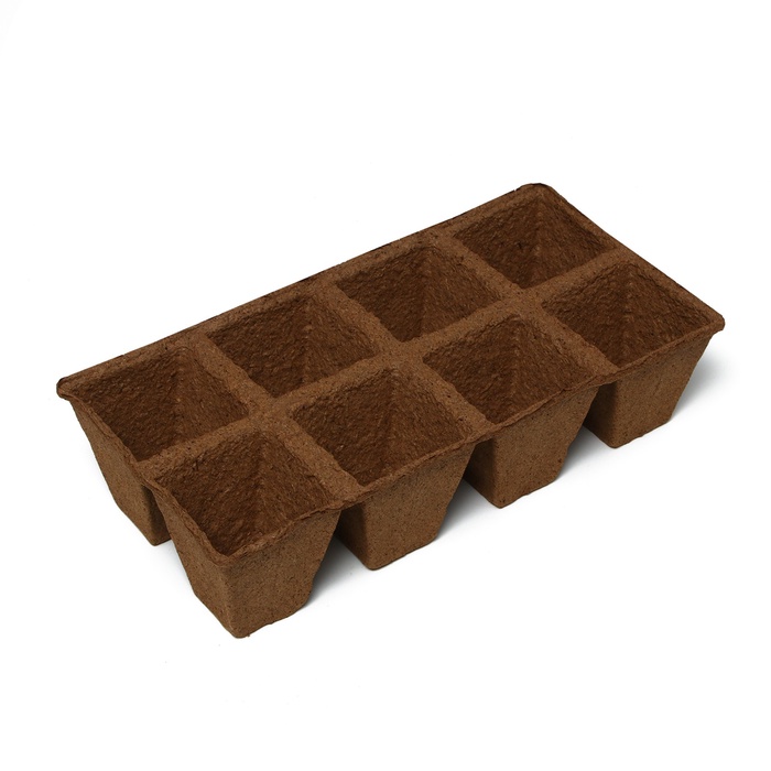 Кассета для рассады, 30 × 15 × 8 см, 8 ячеек по 150 мл, торф, 6 × 6 см