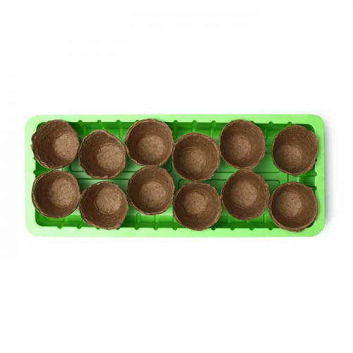 Мини-парник для рассады, 36 × 13 × 12 см, пластик, торфяной горшок, 100 мл, d = 6,5 см, 12 шт., Greengo