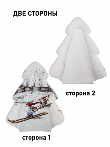 Ель Ретро Гномы лыжники/гобелен шенилл Чехол на бутылку 37х43 см 2415800 шенилл