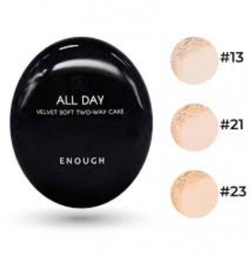 Пудра для лица + запасной блок ENOUGH All Day Velvet Soft Two-Way Cake SPF 28 PA++  [12g(+12g)]