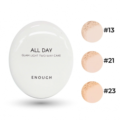  Пудра для лица + запасной блок ENOUGH All Day Glam Light Two-Way Cake SPF 28 PA++   [12g(+12g)]