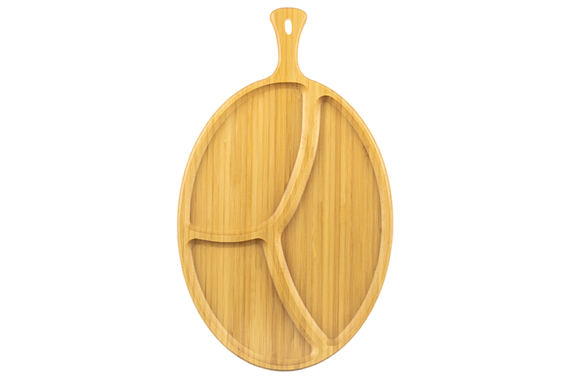 Менажница бамбуковая 42,5*25*1,8 см 3 секции с ручкой