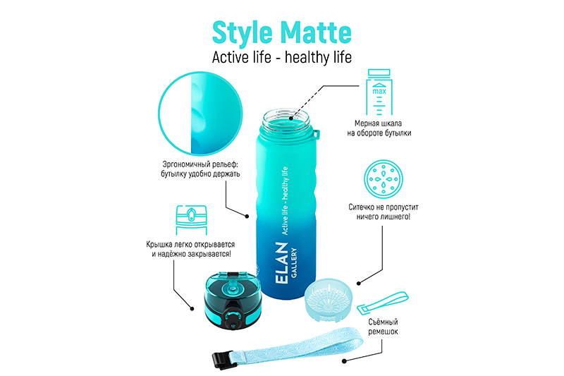 Бутылка для воды 1000 мл 7,8*7,8*28,5 см