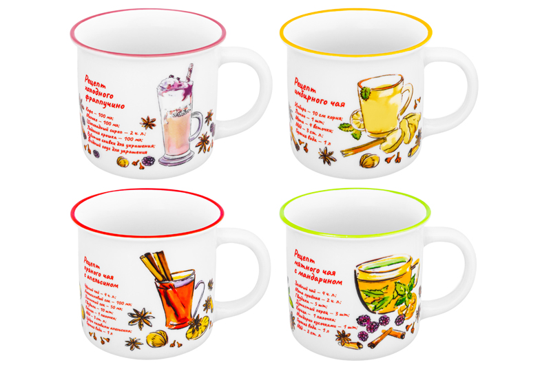 Набор 4 кружек 400 мл 13*9,5*8,8 см