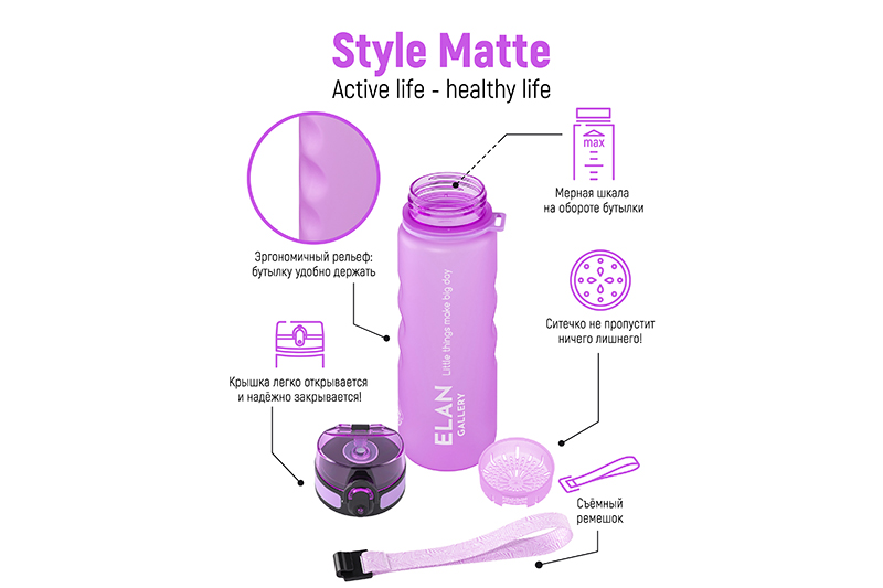 Бутылка для воды 500 мл 6,5*6,5*23 см