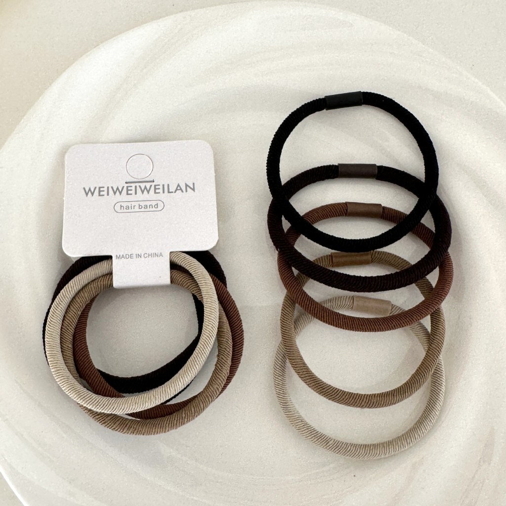 Набор резинок для волос 5 шт. с пластиковой клепкой. Цвет: Черно-Коричневый