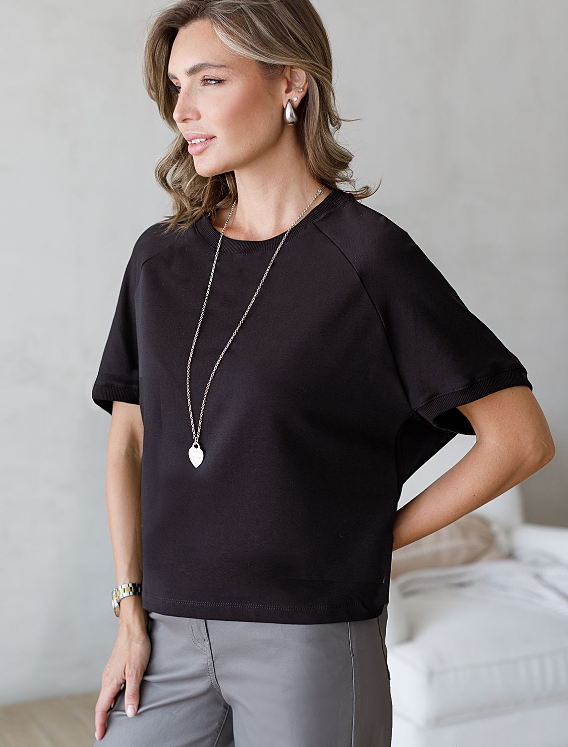 Футболка из тонкого премиального футера с эластаном