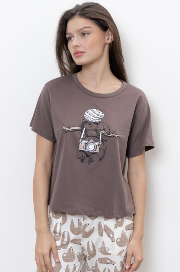 Ст.цена 800р ФУТБОЛКА ЖЕНСКАЯ арт. 5501W-20247.3H-137.1281 Шоколадный|170-