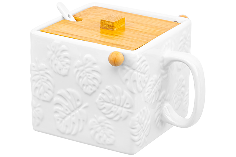 Банка д/сыпучих продуктов с бамбуковой крышкой 1000 мл 16,5*15*12 см