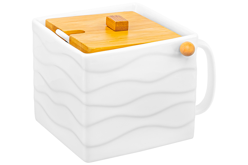 Банка д/сыпучих продуктов с бамбуковой крышкой 1000 мл 16,5*15*12 см