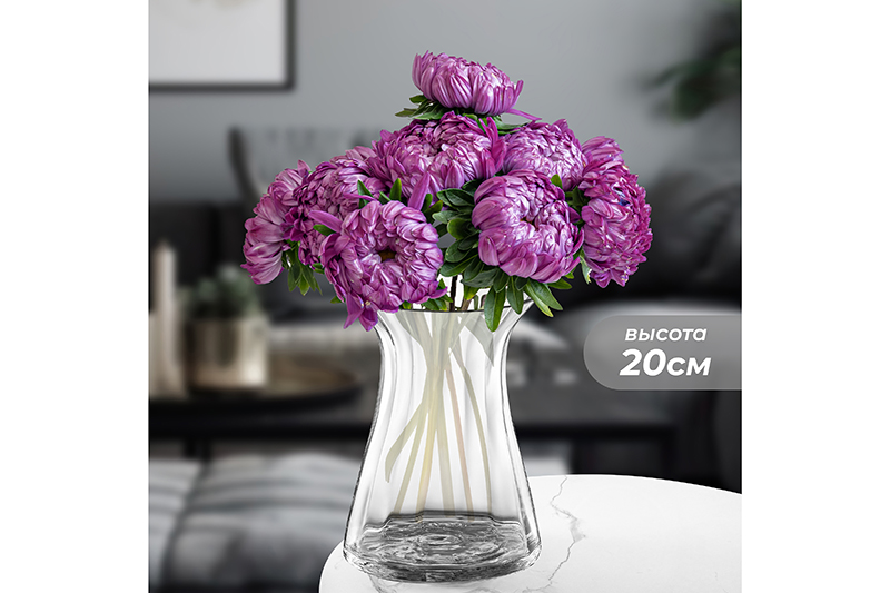 БЫЛО 971 руб! Ваза 15*15*20 см, прозрачная, стекло