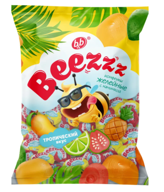 Конфеты желейные BEEZZZ тропический вкус (микс)