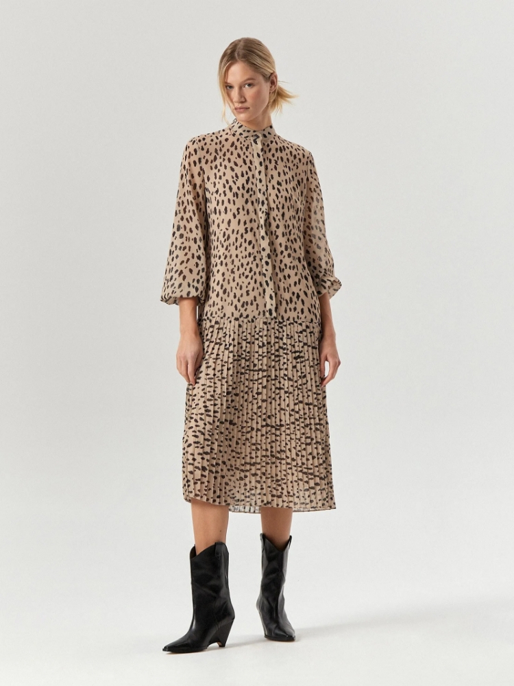 Платье миди из шифона с анималистичным принтом ,
100% полиэстер ,