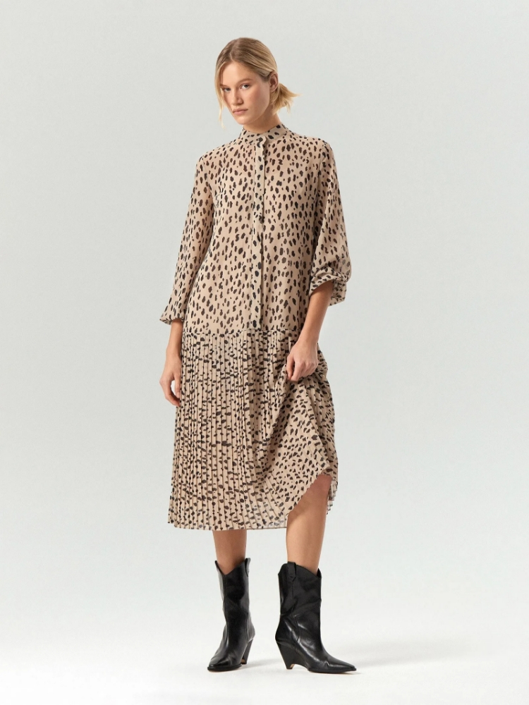 Платье миди из шифона с анималистичным принтом ,
100% полиэстер ,