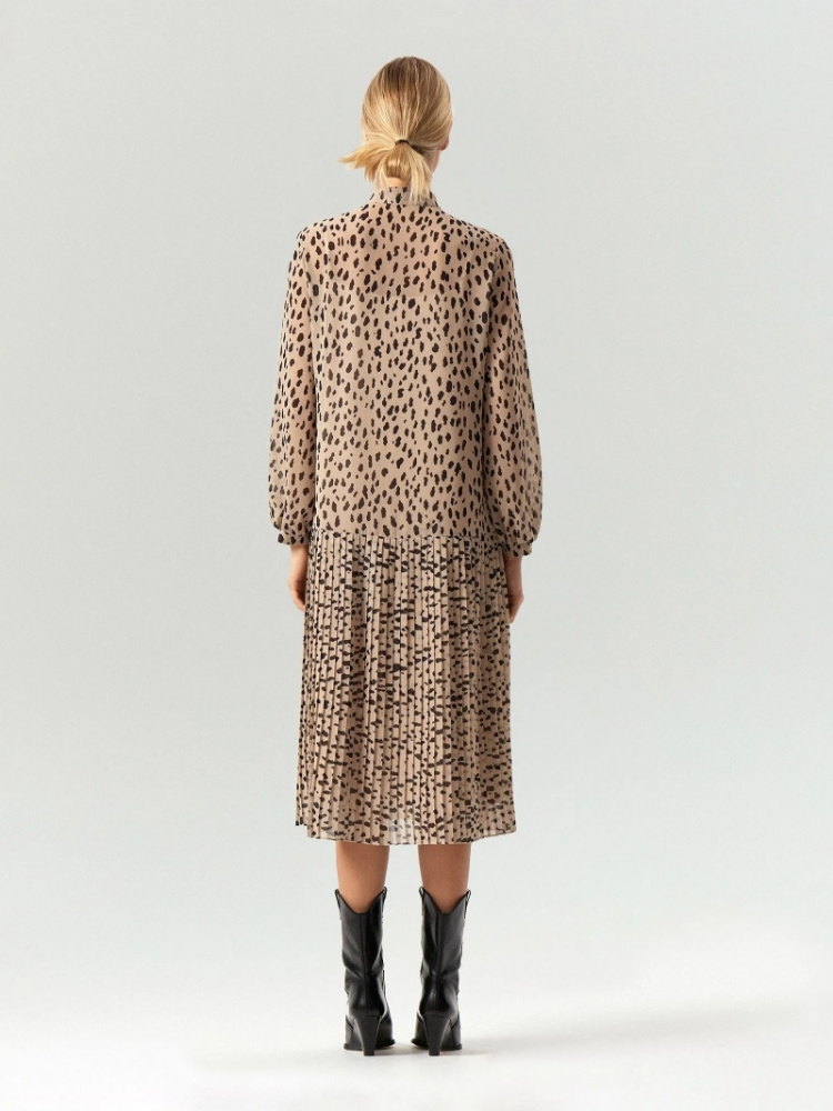 Платье миди из шифона с анималистичным принтом ,
100% полиэстер ,