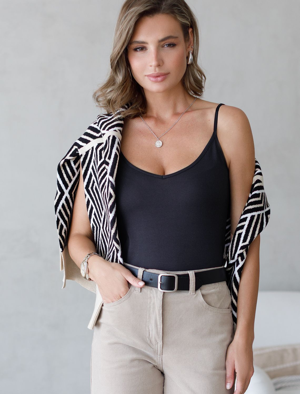 Топ из премиального хлопка с эластаном D43.225 черный