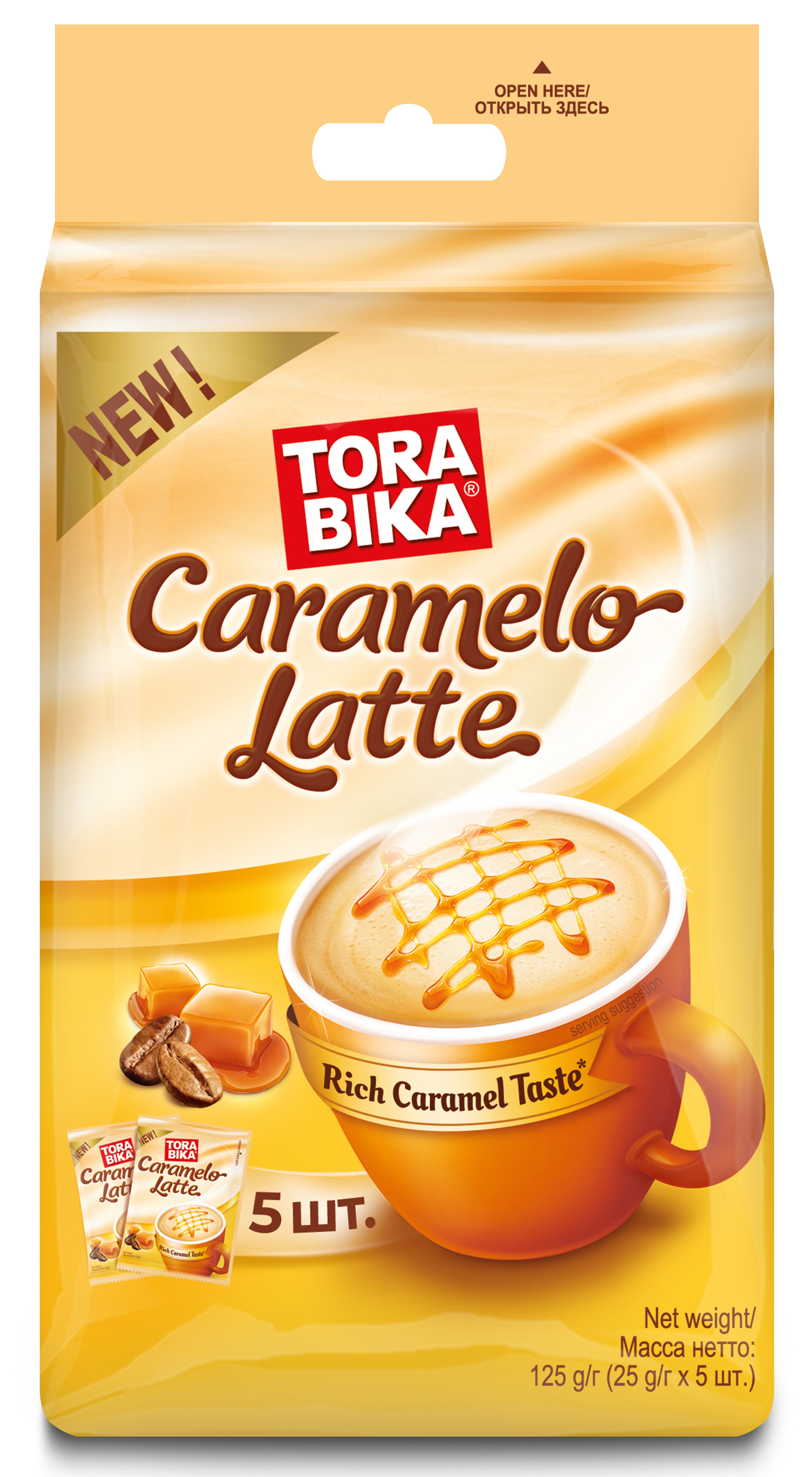 Кофейный напиток TORABIKA CARAMELO LATTE (упаковка 5 шт х 25 гр)