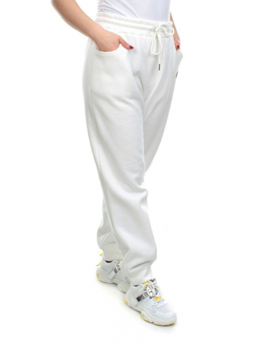 M029 WHITE Брюки спортивные женские на флисе (100% хлопок) 7986