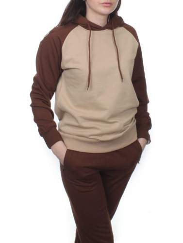 NOE103 BROWN/BEIGE Костюм спортивный женский (хлопок 90%, полиэстер 10%)