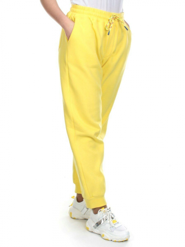 M047 YELLOW Брюки спортивные женские на флисе (100% хлопок) 7986