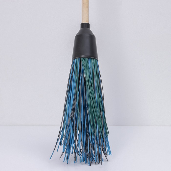 Метла полипропиленовая, наборная, с черенком, 4 кольца, МИКС