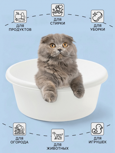 Таз круглый, 11 л, d=36.2 см, h=14.9 см, белый