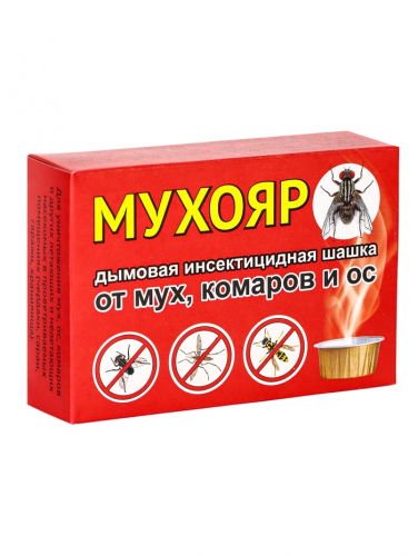 Дымовая инсектицидная шашка Мухояр от мух, комаров и ос, 50г