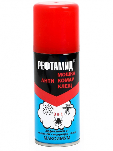 Аэрозоль Репеллент Рефтамид», Максимум, 3 в 1, от комаров, мокрецов, слепней, 100 мл