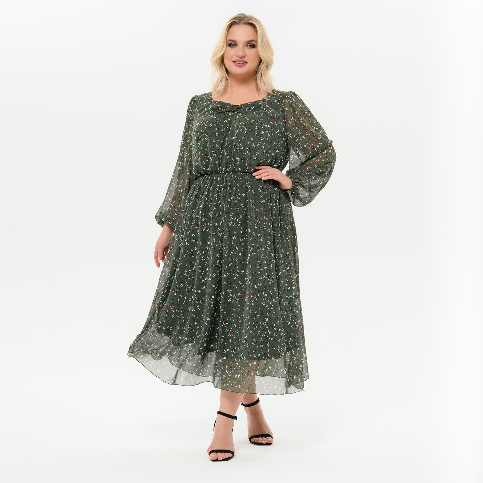 Романтичное платье из шифона, принт